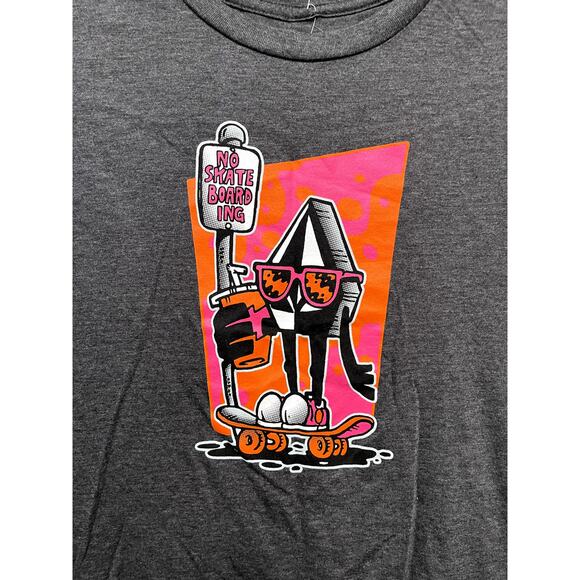 VOLCOM No Skateboarding T-shirt Men's Women's Gray Size M Retro Style 90's New - Picture 2 of 4